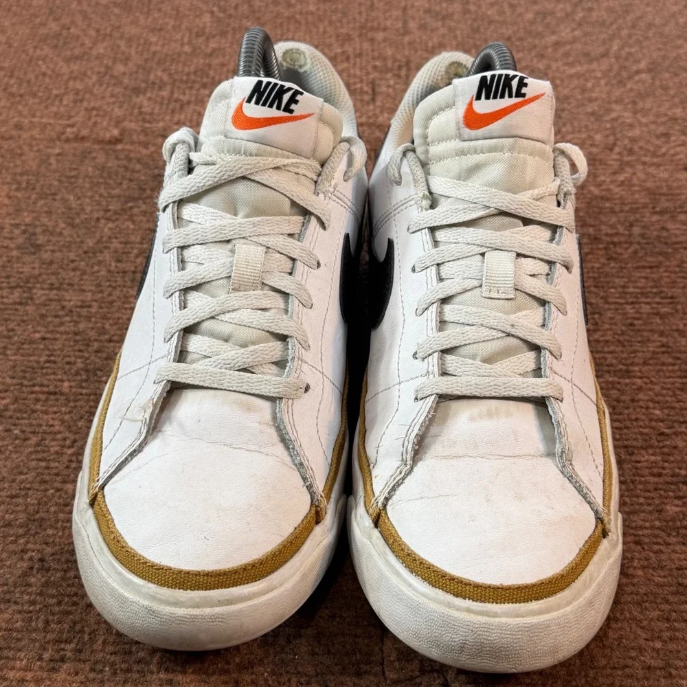 gently used B- Nike Court Legacy GS White Black Gold Sneakers DA5380-102 Kids 7Y